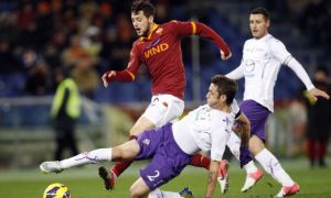 Un'azione di Roma-Fiorentina